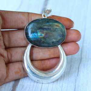Pendentif en labradorite bleue, argent sterling 925, charme fait main, bijoux en pierres précieuses naturelles, design unique, cadeau - Product Image 4