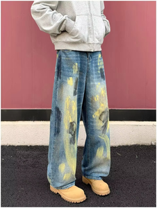 Fabricant de denim – Nouveaux jeans unisexes vintage en coton, coupe droite et large, style baggy, pour hommes - Product Image 1