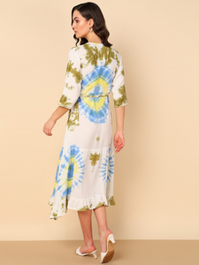 Robe évasée trapèze en rayonne tie & dye pour femme, séchage rapide, idéale pour l'été, les fêtes, le style de vie moderne et le quotidien – Meilleur prix fournisseur - Product Image 2