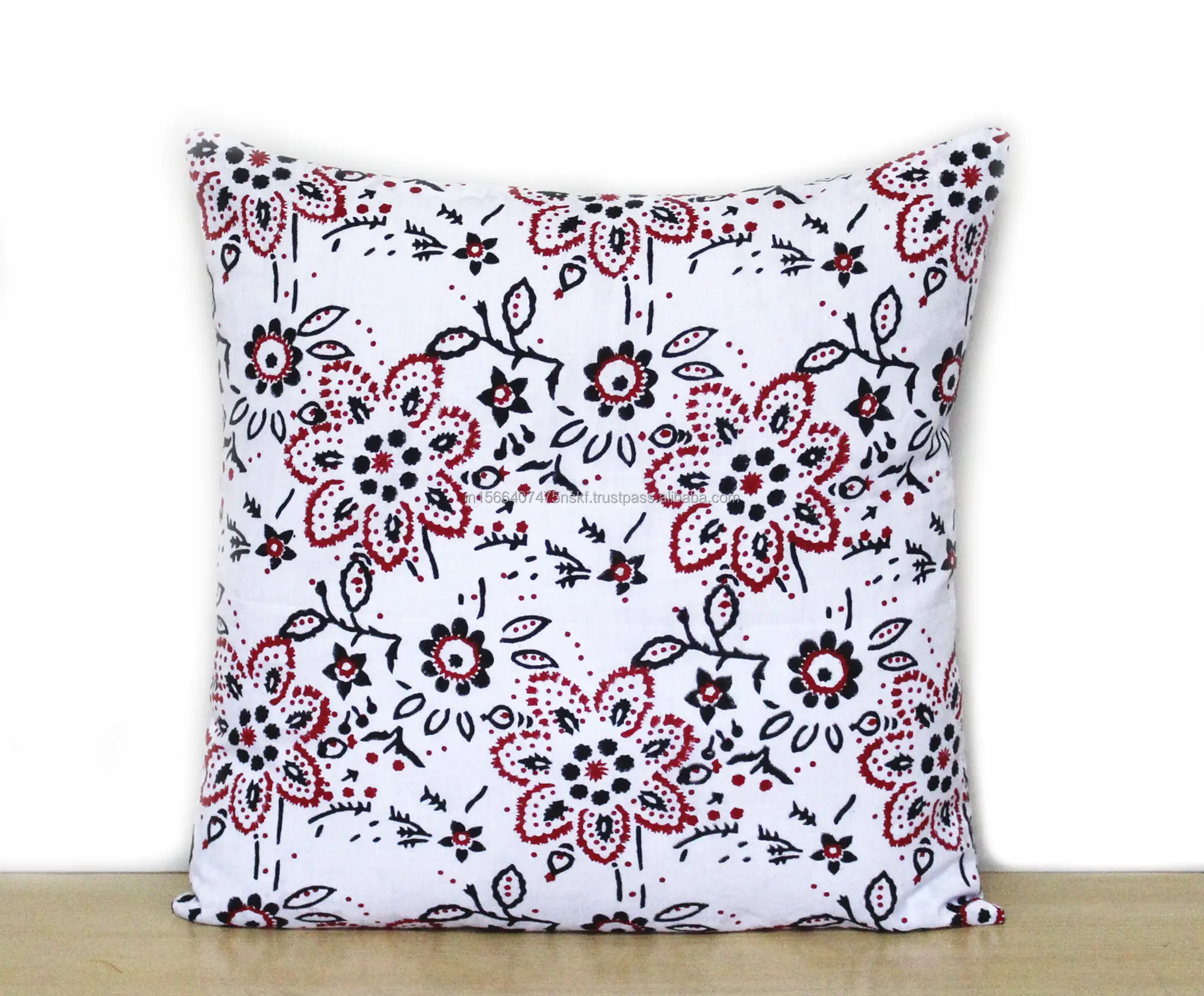 Black and Red Hand Block Printed Cushion Cover Indian Handmade New Design Room Decor Cushion Cover