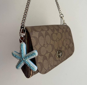 Star Keychain <b>Custom</b> Colour Keychains Beaded Embroidery Light Blue Woven Design <b>Key</b> Ring DIY Bag Accessory Gift - Product Image 3