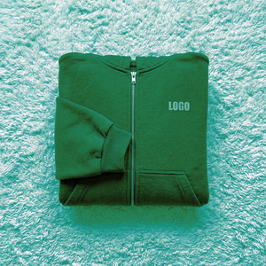 Sudadera con capucha y cremallera completa de corte holgado, estilo urbano, de peso pesado, para hombre, de algodón 100% premium, con forro polar liso. - Product Image 3