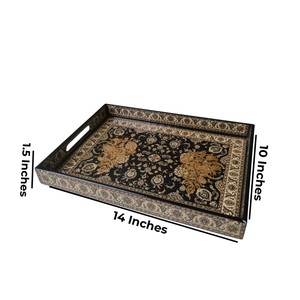 Bandeja de Esmalte con Estampado Vintage, Bandeja de Esmalte para Servir, Bandeja de Esmalte Decorativa para Cocina, Bandeja de Esmalte para Uso en Exteriores - Product Image 2