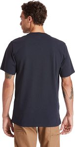 Camiseta de Algodón de Manga Corta Azul Marino para Hombre con Bolsillo en el Pecho, Corte Regular, Estilo Casual, Cuello Redondo, Color Sólido - Product Image 2