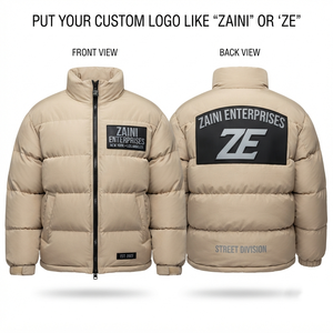 ZAINI เสื้อแจ็คเก็ตบุนวมโพลีเอสเตอร์ 100% ระดับพรีเมียมสำหรับบุรุษ 500 กรัมกันน้ำกันลมเสื้อโค้ทกันหนาวมีฮู้ดสีเบจสีดำลายพราง - Product Image 1