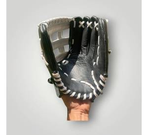 Custom Genuine Leather <b>Baseball</b> <b>Glove</b> High Quality Soft Black and White Trapeze Web Outfield Infield <b>Baseball</b> Mitt Softball - Product Image 3