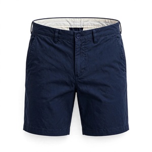 Pantalones Cortos Bermuda Azul Oscuro para Hombre, Cintura Media Elástica, Estilo Casual, Color Sólido, Tejido de Punto, Impermeables, Bolsillos de Poliéster/Algodón - Product Image 1