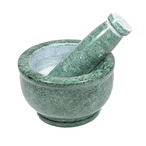 Mortier et pilon en marbre naturel faits à la main, broyeur d'épices traditionnel à alimentation manuelle - Product Image 6