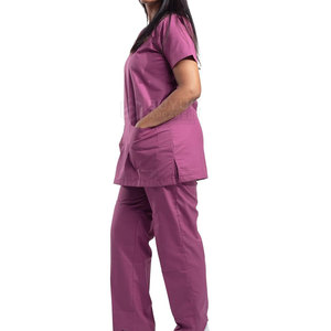 Ladies V Neck <b>Scrub</b> <b>Top</b> and Pants Set Comfortable Medical Healthcare Uniform Wholesale Supplier Premium Medical Workwear Comfort - Product Image 2