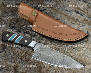 Couteau de Chef en Acier Damas de Haute Qualité, Lame Tranchante comme une Rasoir de 7 Pouces, Manche en Bois Wengé et Résine, Personnalisable OEM/ODM - Vente Chaude - Product Image 4