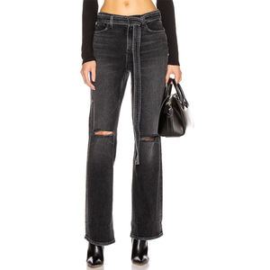 Pantalones Vaqueros Acampanados para Mujer, Hechos a Medida, OEM, con Bolsillos, Botones, Transpirables, Ajustados, con Logotipo Personalizado - Product Image 3