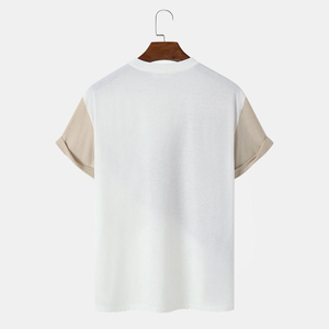 <b>Men's</b> Short Sleeve O-Neck T-Shirt Color Blocked Geometric Pattern Knitted Casual Wear Regular Fit - Product Image 2
