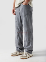 Pantalon cargo baggy en jean délavé pour homme, haute qualité, personnalisé, décontracté, écologique, anti-boulochage, infroissable, 100% coton