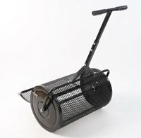 Épandeur de paillis autopropulsé en plastique avec tambour en maille pour application d'engrais, de tourbe et de compost sur pelouse, usage intensif ODGGAD017