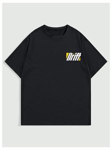 เสื้อยืดคอกลมแขนสั้นสีดำผ้าฝ้ายสำหรับผู้ชายและผู้หญิง ขายส่ง ทรงปกติ สวมใส่สบาย พิมพ์ลายตัวอักษร โลโก้ด้านหน้า ผ้าเจอร์ซีย์ถัก - Product Image 1