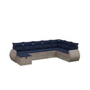 Ensemble de canapés de patio en polyrotin gris, 8 pièces, avec coussins, canapés de jardin - Product Image 2