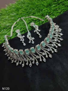 Ensemble de bijoux de mariée en diamant américain classique Collier et boucles d'oreilles en deux pièces pour mariage Style classique à la mode - Product Image 3