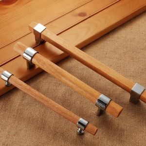 Wood Brass New Style Pure Copper Handle Solid Wood Furniture Drawer Cabinet Copper Wood <b>Long</b> Handle - Product Image 5