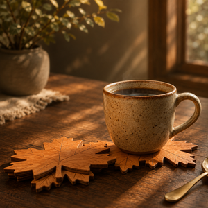 Asanoha Geometric Laser Cut Solid Wood Coaster Handcrafted Heat Resistant Drink Mat Modern <b>Table</b> <b>Protector</b> Coffee Tea Cup Holder - Product Image 3