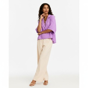 Chemise Blazer Décontractée Oversize Coupe Ample Effet Délavé Séchage Rapide Lilas - Product Image 4