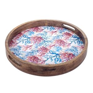 Plateau de service Art Déco en bois naturel émaillé, écologique, pour cuisine, thé, café, collations, repas, hôtel, artisanal, mariage, Diwali - Product Image 5