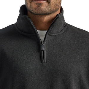 Sweat-shirt en molleton à col rond et fermeture éclair quart de tour pour homme, noir, manches longues, 100% coton, écologique, vêtement décontracté pour l'hiver - Product Image 6