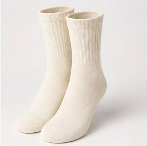 Chaussettes mi-mollet côtelées crème respirantes en laine/nylon, anti-humidité, thermiques, athlétiques, avec logo personnalisé pour les sports d'équipe et le quotidien - Product Image 1