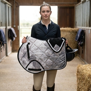 Juego de almohadilla para silla de montar y gorro antimosquitos para caballo, de algodón transpirable, acolchado, antideslizante y amortiguador, equipo ecuestre - Product Image 3