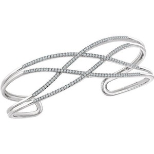 Custom Jewelry LAB - GROWN Diamond Cuff Bracelet 14K <b>Solid</b> White <b>Gold</b> - Product Image 4