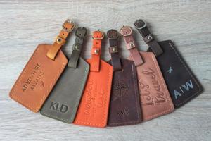 High Quality Genuine Leather Luggage <b>Tags</b> Luxury Travel Bag <b>Tags</b> Custom Privacy <b>Suitcase</b> Labels Wholesale LMP-0163 - Product Image 2