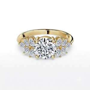 Custom <b>Cocktail</b> 14K Solid <b>Gold</b> Moissanite Diamond <b>Rings</b> Prong Set Trendy Romantic Style Flower Design Engagement Wedding Gifts - Product Image 1