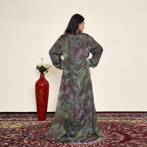 Premium Zill Mill Embroidery Neck Loose Fit Floor Length Luxury Arabic Kaftan Abaya <b>Dress</b> <b>for</b> Women Modest Islamic Party Wear - Product Image 5