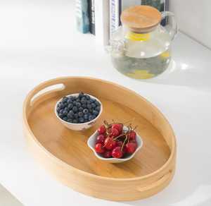 Elegant Oval Bamboo Serving Tray Set Handles Scenic Pattern Modern Design-Eco-Friendly Platters for Catering Hospitality. - Product Image 5