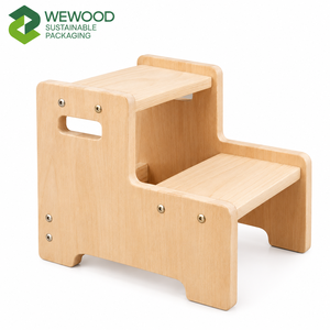 WEWOOD Custom Solid Wood Step <b>Stool</b> for Kids Eco-Friendly Durable 2-Step <b>Stool</b> with Modern Design for Home Kitchen & <b>Bathroom</b> - Product Image 1