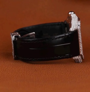 Luxury Quartz Moissanite Iced Out Square 20mm Band VVS1 Diamond Hip Hop Jewellery Black Leather <b>Strap</b> Mens Watch Gift - Product Image 3