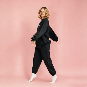 Ensemble sweat-shirt col montant et pantalon pour femme 2026 – Coupe oversize, court, pour adolescentes, ample, manches longues, hiver - Product Image 3