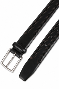 Ceinture Formelle en Cuir Véritable pour Homme avec Boucle en Acier Inoxydable, Écologique, Durable, Motif Floral, Noire, Classique, pour Bureau et Tenues Décontractées - Product Image 4