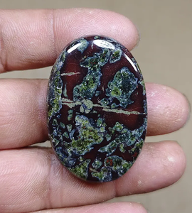 Top Quality Dragon Blood Jasper Oval Cut Gemstone Green Red <b>Black</b> <b>Polished</b> For Jewelry Making - Product Image 2
