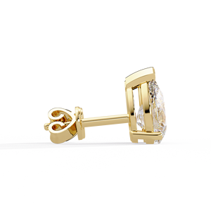 Custom Diamond <b>Earrings</b> Pear Cut Lab Grown Diamond Stud 2.00 Ct IGI Certified 14K Pure Gold V Prong Martini Screw <b>Back</b> <b>Earrings</b> - Product Image 5