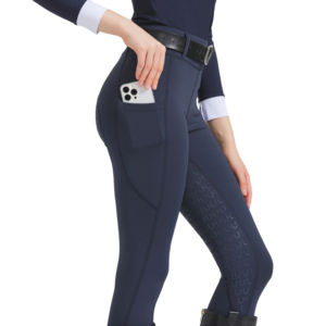 Culotte d'équitation unisexe en jean léger, taille mi-haute, fermeture éclair, coupe slim extensible, antidérapante - Product Image 6