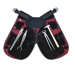 Kit de herramientas de herrador para fabricación de herraduras con pinzas para fuego, cabezal de crimpado, martillo de herrador, delantal, pinzas para herraduras de cabeza redonda y extractor de herraduras - Product Image 1