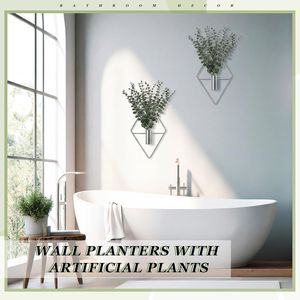 4 Pots Suspendus Modernes Géométriques Bohèmes en Métal pour Intérieur, Vases à Eucalyptus Artificiel, Décoration Murale de Salle de Bain Ondulée pour Intérieur - Product Image 5