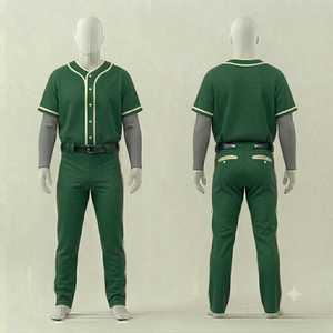 Ensemble uniforme de baseball vert pour homme – Maillot à manches courtes et pantalon respirant avec fermeture boutonnée, coupe classique, toutes saisons, tenue d'équipe - Product Image 1