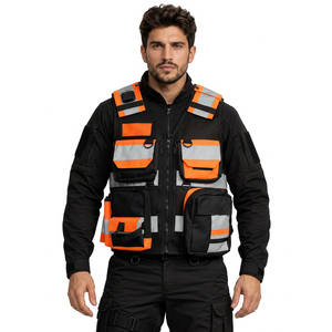 High Quality Customized Men Breathable Reflective Safety <b>Tactical</b> Work Jacket Zipper Multi Pockets <b>Vest</b> - Product Image 1