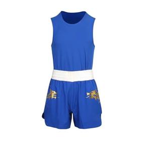Conjunto de Uniforme de Boxeo Azul para Hombre con Ribete Amarillo, Ropa de Artes Marciales de Secado Rápido, Logotipo Personalizado Impreso en la Parte Delantera, Ropa Deportiva - Product Image 6