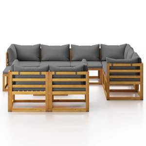 Ensemble de salon de patio en bois d'acacia massif 10 pièces avec coussins ensembles de jardin - Product Image 3