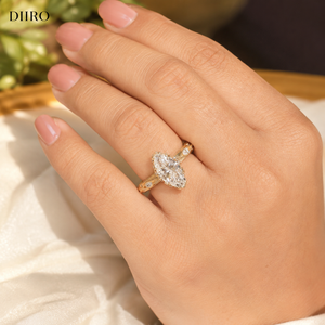 Bague de fiançailles en diamant taille marquise en or jaune 10 carats avec alliance en moissanite pour femme, bijoux vintage - Product Image 3