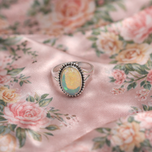 Natural Rainbow Ethiopian <b>Opal</b> <b>Ring</b> 925 Sterling Silver Handmade Statement Rose Gold Yellow Gold Plated Oval Gemstone Jewelry - Product Image 5