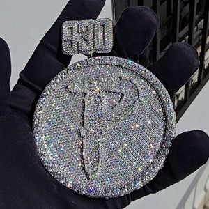 Lab Grown Custom Diamond <b>Pendant</b> Iced Out Heavy 160g 3 Inch 925 Silver 14K <b>Gold</b> Round Flipping Hip Hop Style Men's Charm Jewelry - Product Image 1