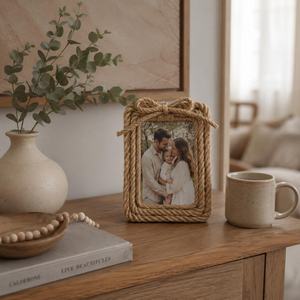 Handmade Eco-Friendly Wooden Rattan UV <b>Printed</b> Woven Cane Photo <b>Frame</b> Rustic Home Decoration Accessory - Product Image 6